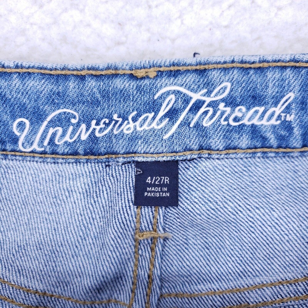 Universal Thread Destroyed Straight Raw Hem Jeans Women Size 4/27R High Rise - Picture 9 of 9